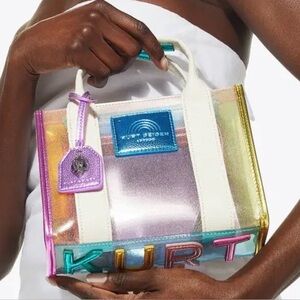 Kurt Geiger Rainbow Glitter Tote with White Handles